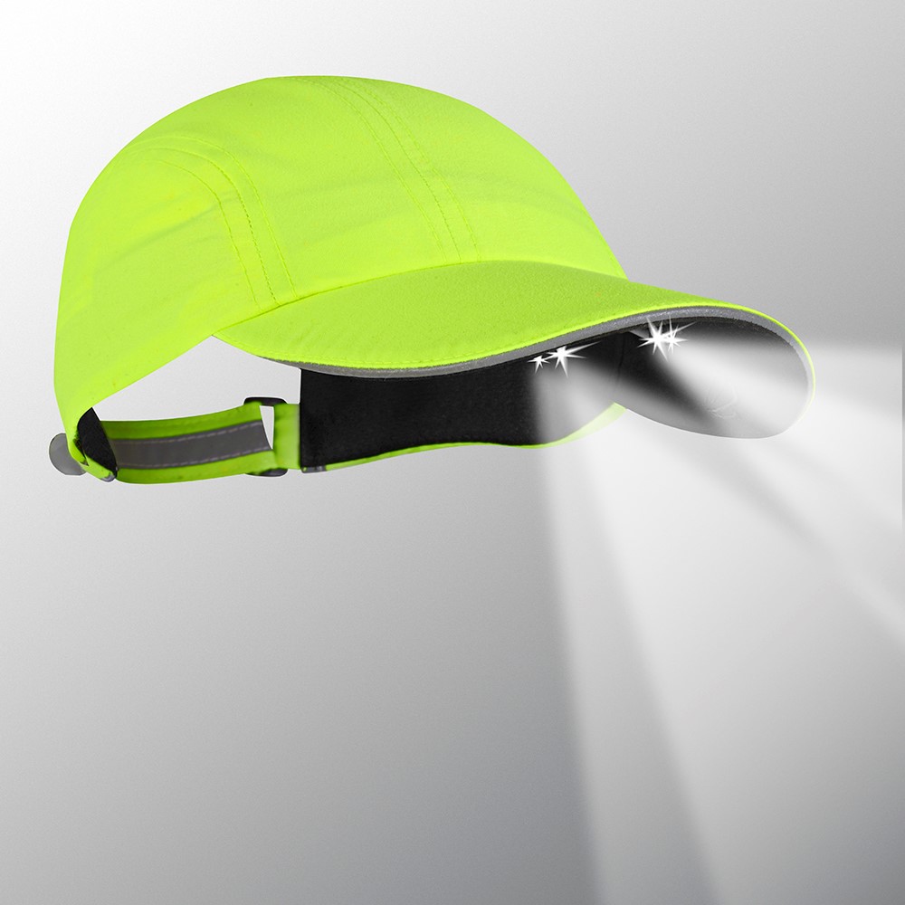 POWERCAP® 2575 (4) LED Runner Cap - Hi-Viz Lime Reflective Trim