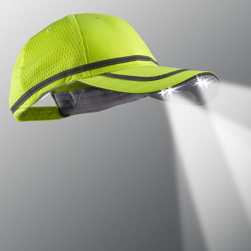 POWERCAP® 25|75 (4) LED Cap - Hi-Viz Lime with Gray Trim/Unstructured PS4-114